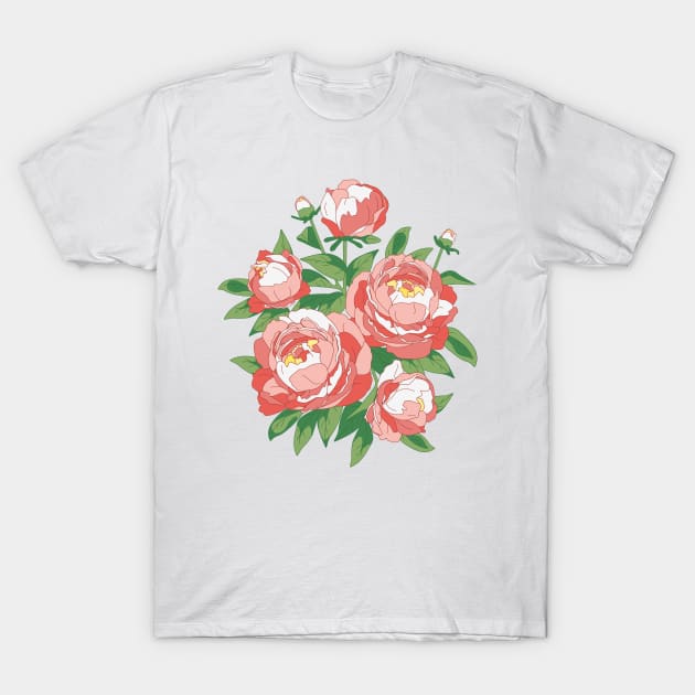 Bouquet of peonies T-Shirt by lents